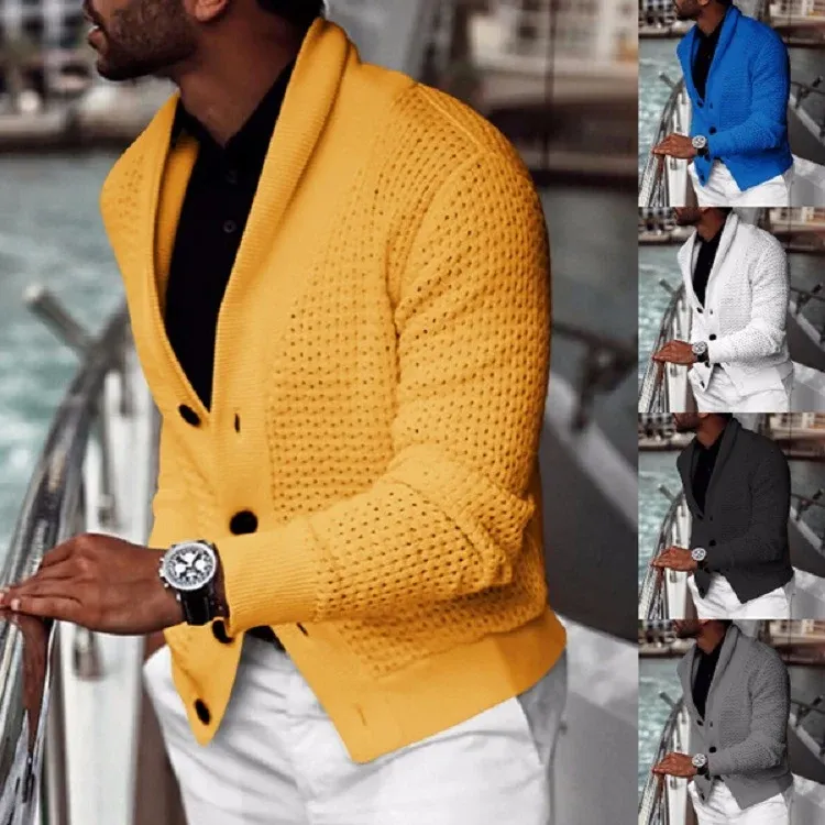 Herren lässiger Strickcardigan mit innovativem Lochmuster und modernem Schnitt – Terenzo