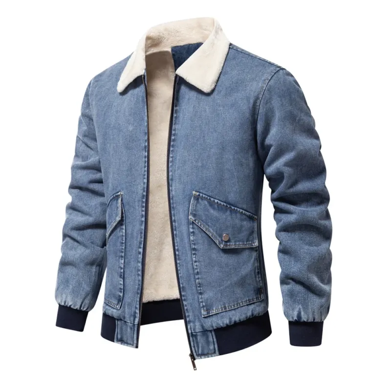 Herren Jeansjacke mit Fleecefutter und praktischen Taschen – Denvaro