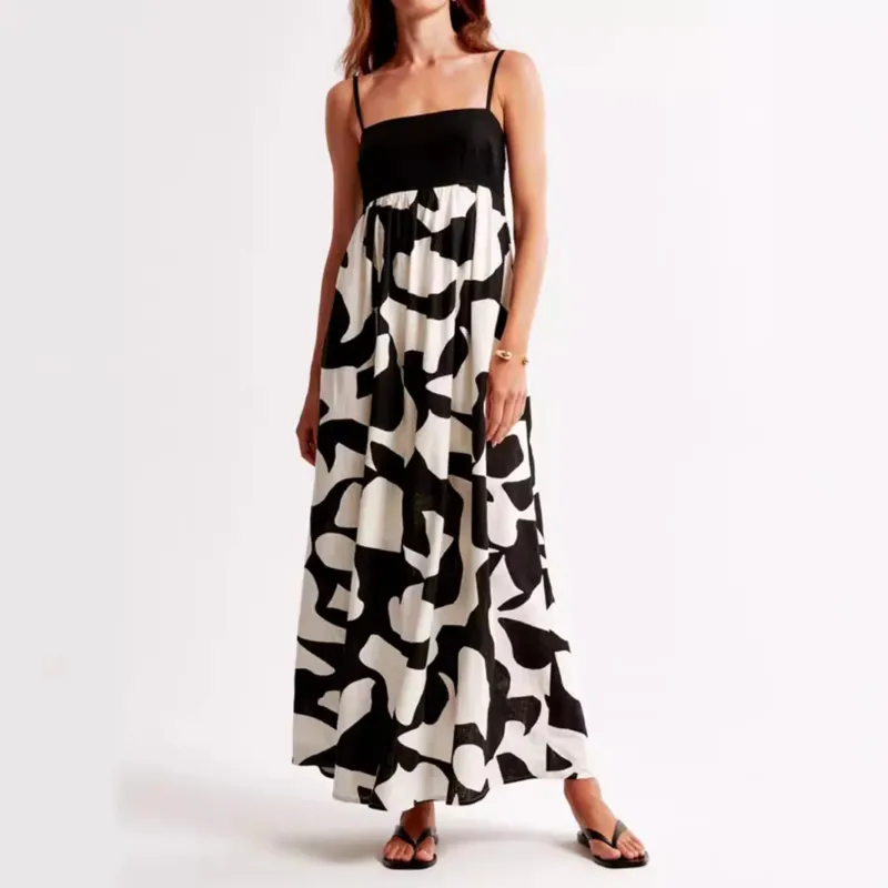 Damen Maxikleid mit schmalen Trägern und fließendem Schnitt – Valéora