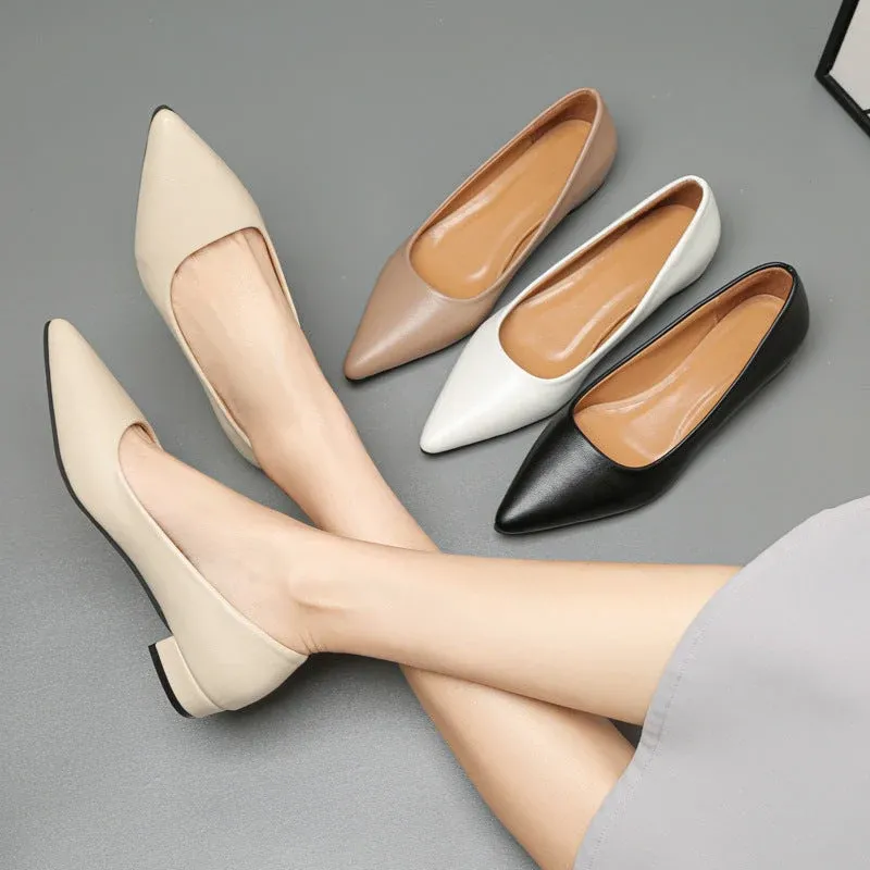 Damen klassische Ballerinas mit elegantem spitzen Design und bequemem Blockabsatz – Lioré